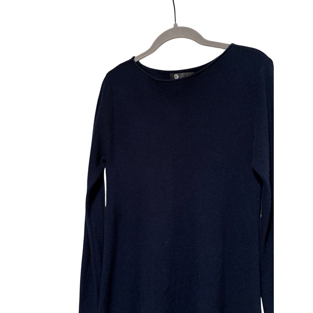 JK Long Sleeve Navy Ribbed Sweater Dress S/XS - Picture 3 of 9
